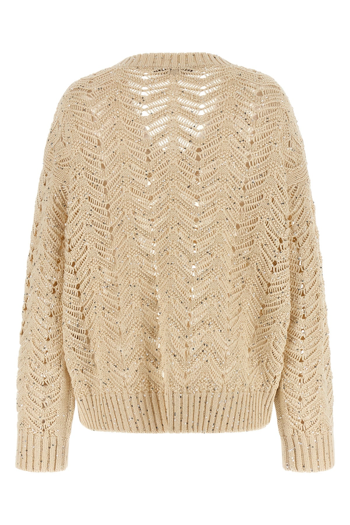 MAX MARA STUDIO L mstfelino sweater in pure cotton yarn worked on chevron stitch perforated