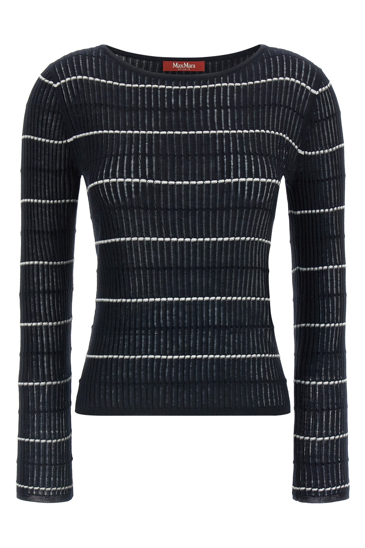 MAX MARA STUDIO L mstpedone flat ribbed wool and silk yarn sweater