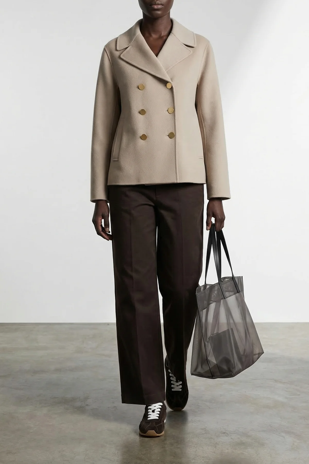 smmmargot double-breasted caban-inspired blazer in double drap of pure wool