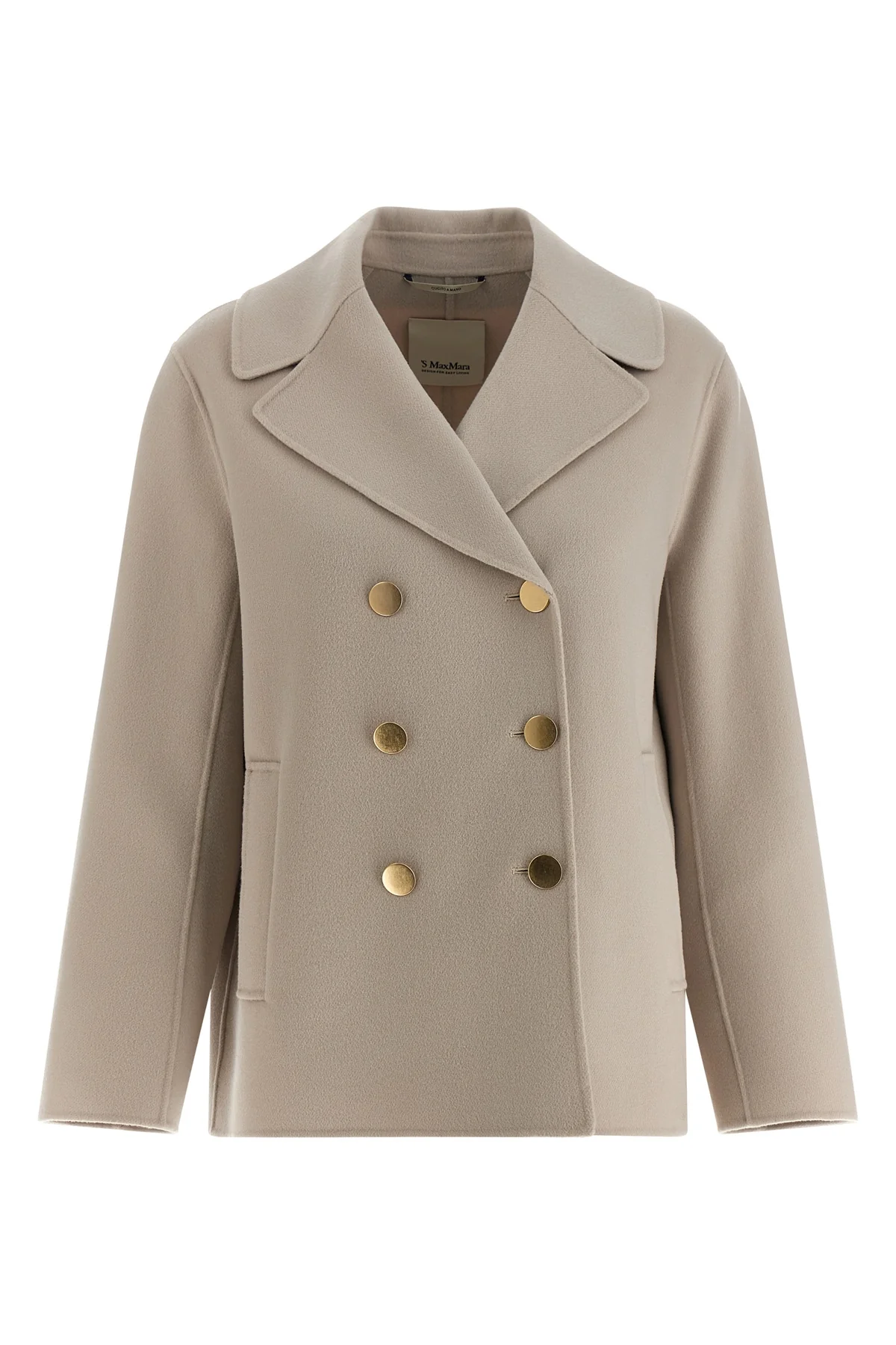 smmmargot double-breasted caban-inspired blazer in double drap of pure wool