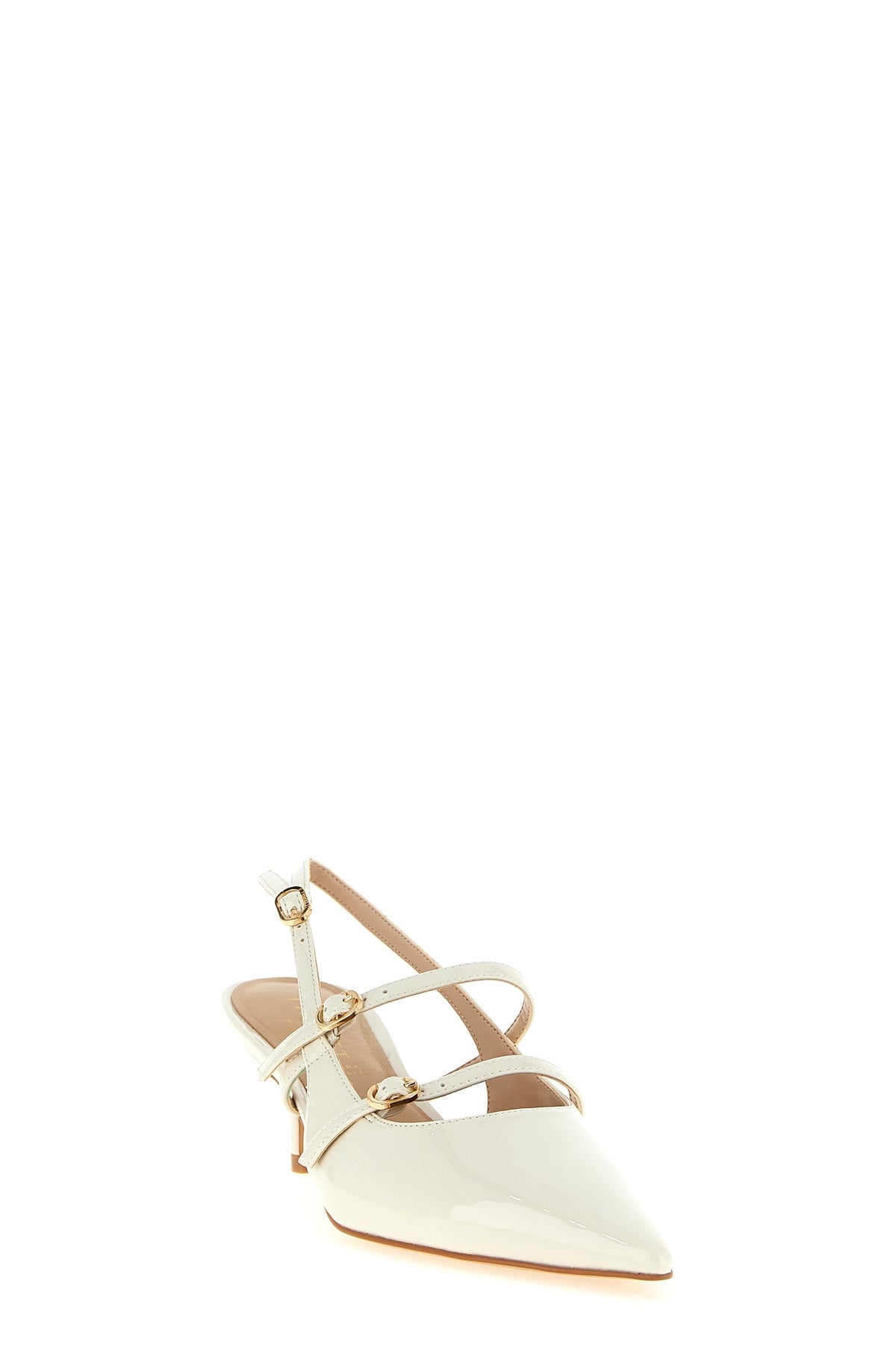 patent leather effect fabric slingbacks