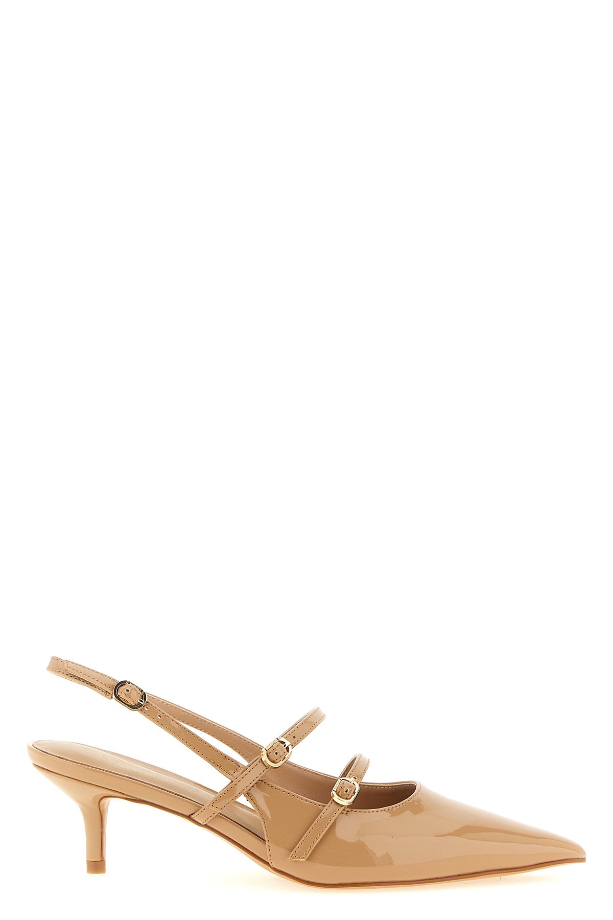 patent leather effect fabric slingbacks