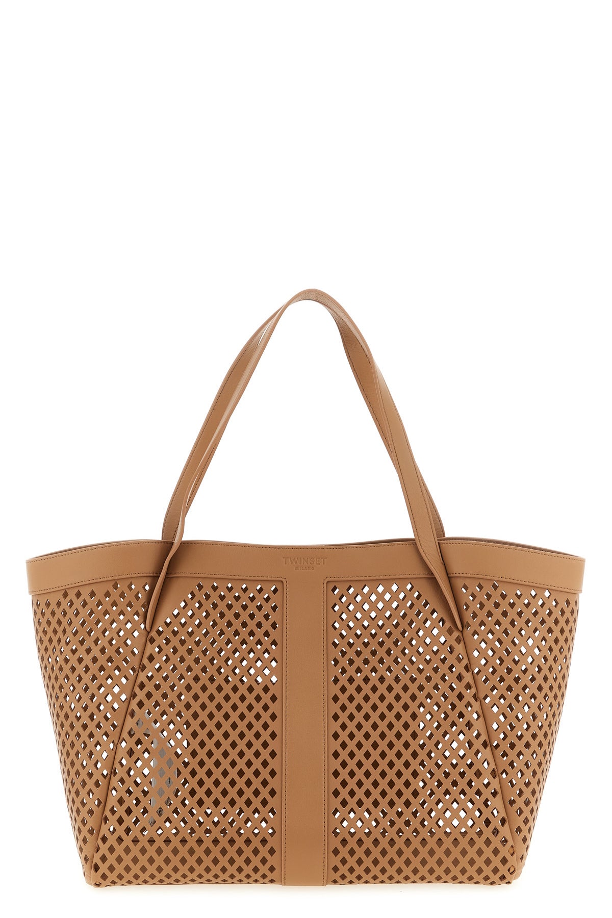 TWIN SET OS openwork leather shopping bag