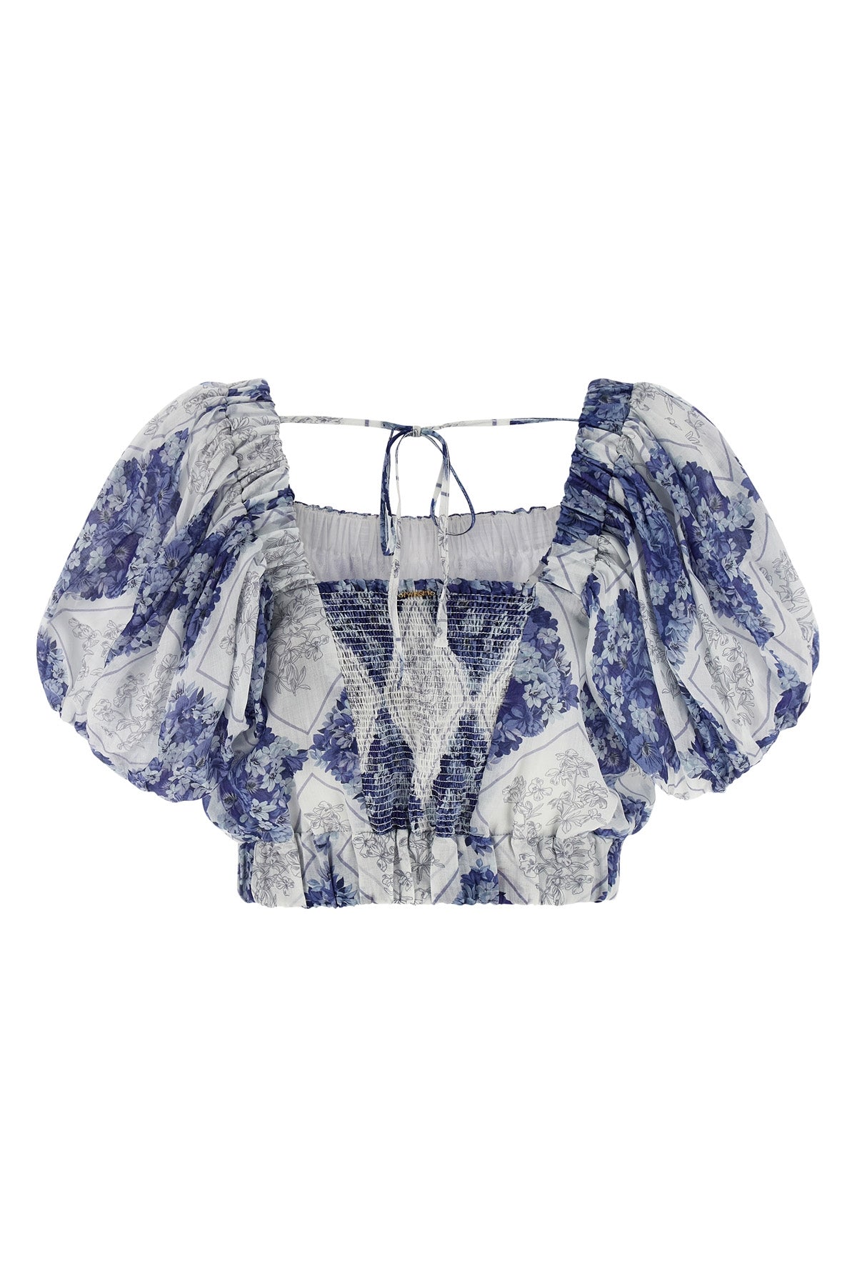 TWIN SET 38 floral-patterned lozenge print ramie blouse