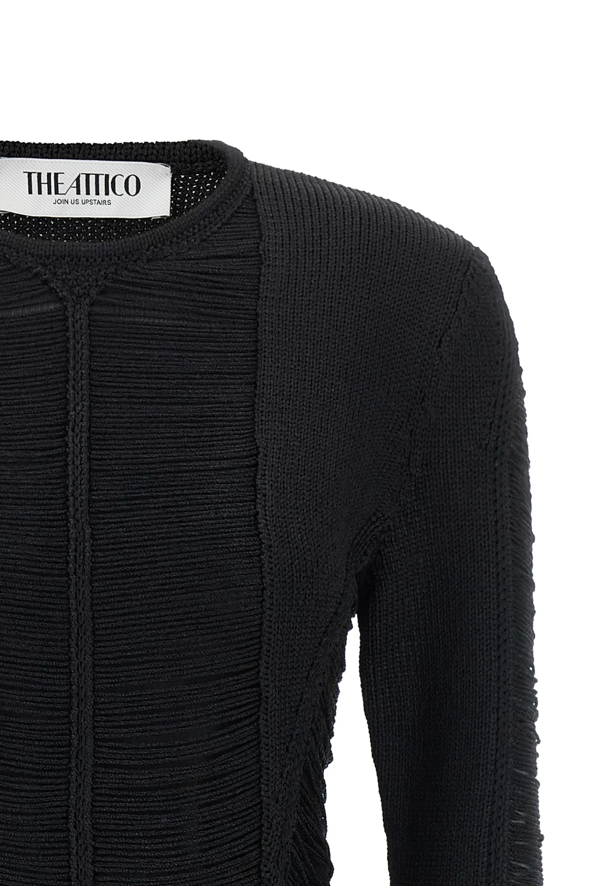 the mini dress the attico defines a new aesthetic through a complex knitting pro