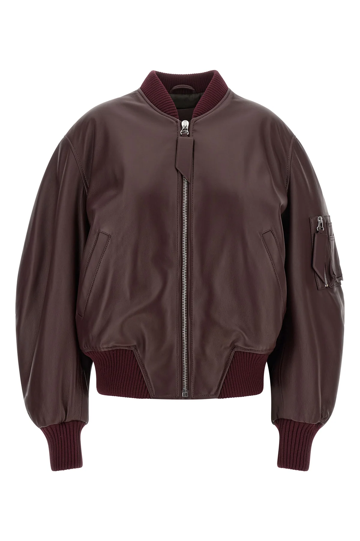 THE ATTICO 40 the attico anja bomber jacket in pure lambskin redefines classic volumes throu