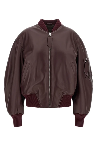 the attico anja bomber jacket in pure lambskin redefines classic volumes throu