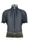 the the attico top in pure silk georgette stands out for a sartorial constructio