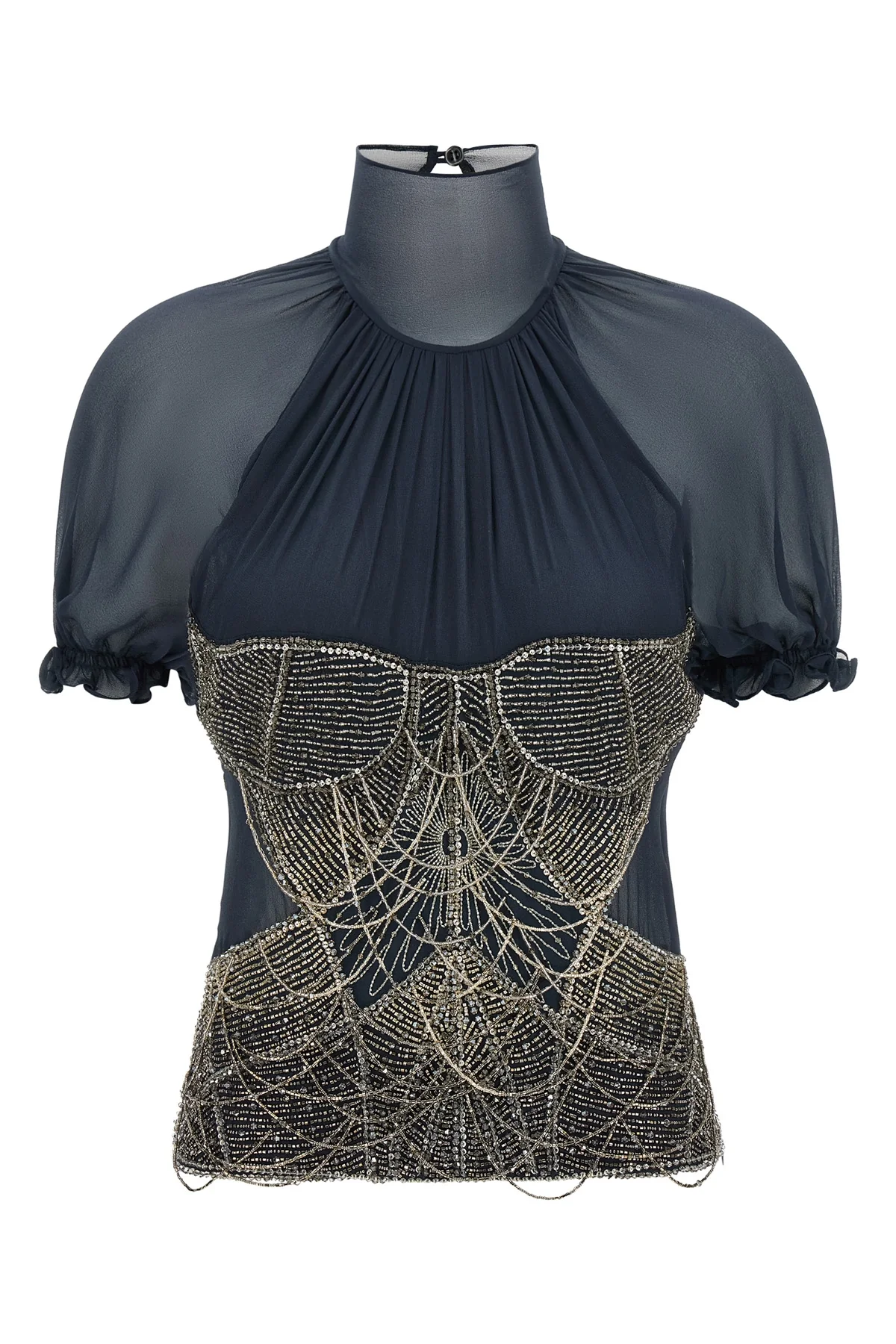 THE ATTICO 42 the the attico top in pure silk georgette stands out for a sartorial constructio