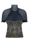 the the attico top in pure silk georgette stands out for a sartorial constructio