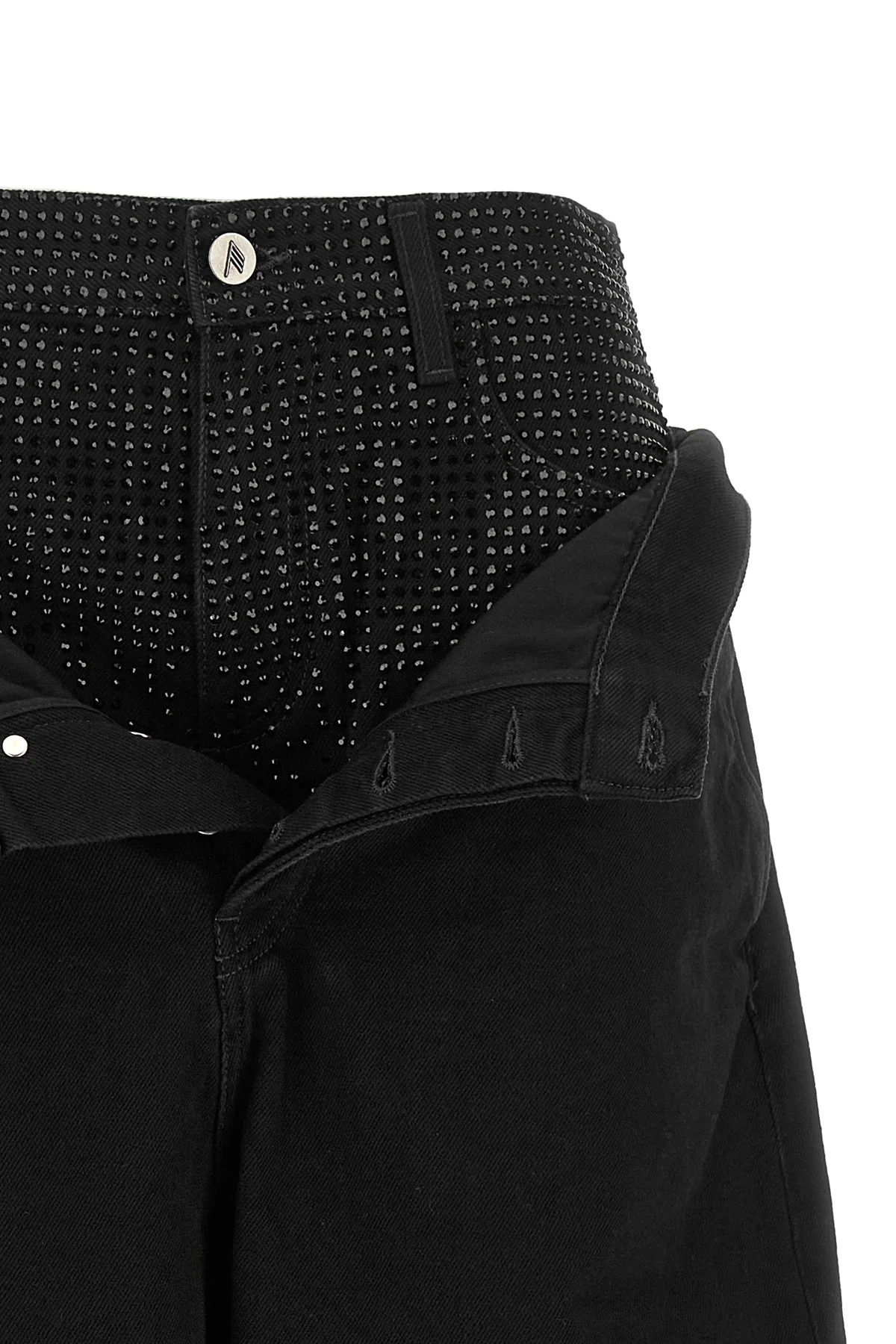 the attico cropped jeans feature a distinctive double-waist construction