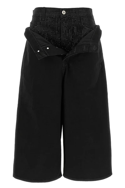 the attico cropped jeans feature a distinctive double-waist construction