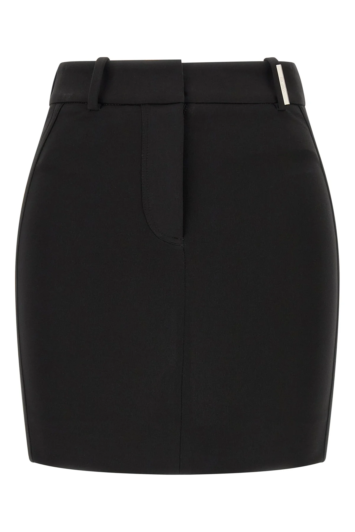 the attico mini skirt defines a sculptural and decisive silhouette through rigor