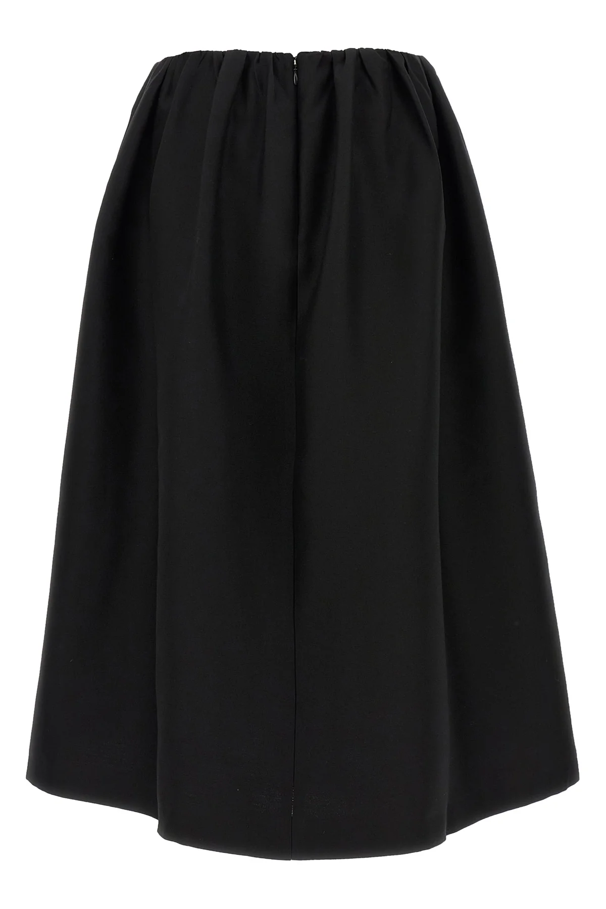gathered evening midi skirt in wool and silk blend