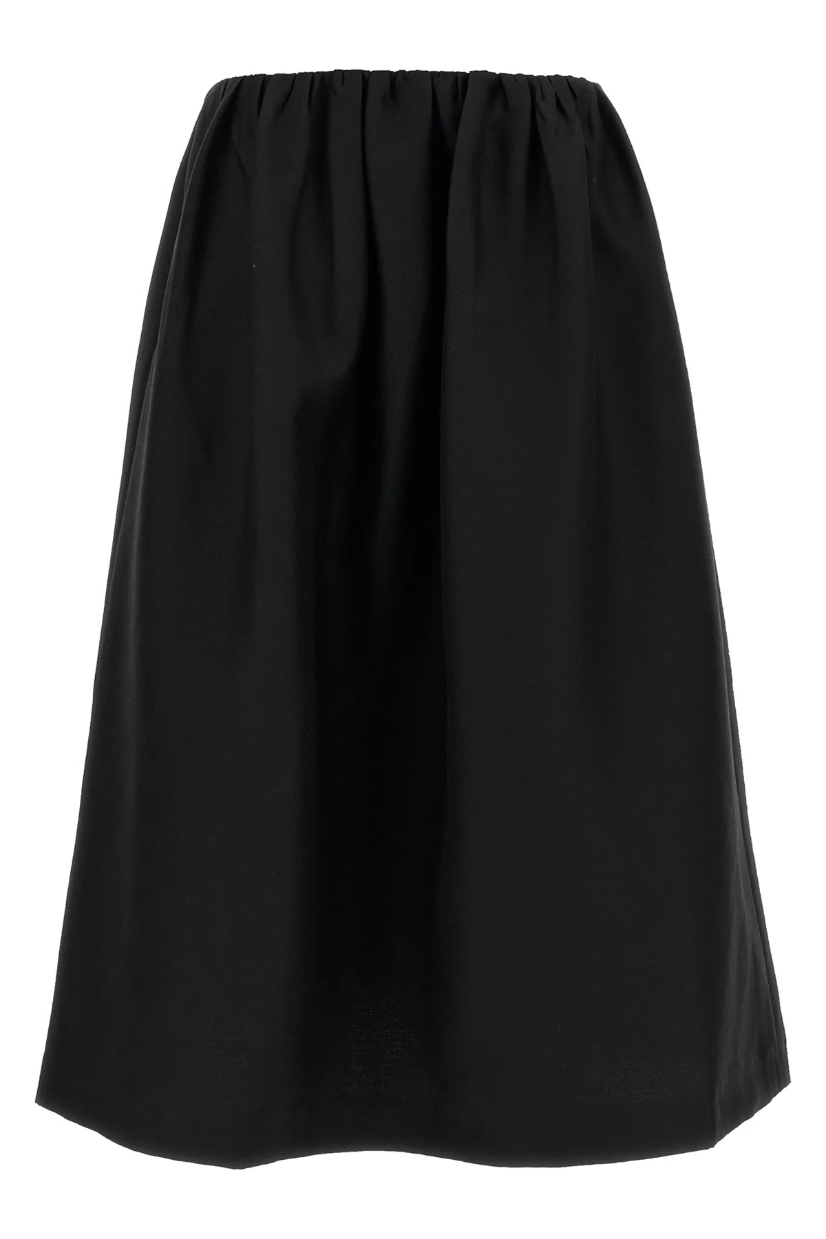 gathered evening midi skirt in wool and silk blend