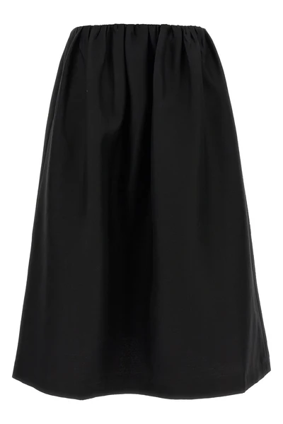 gathered evening midi skirt in wool and silk blend