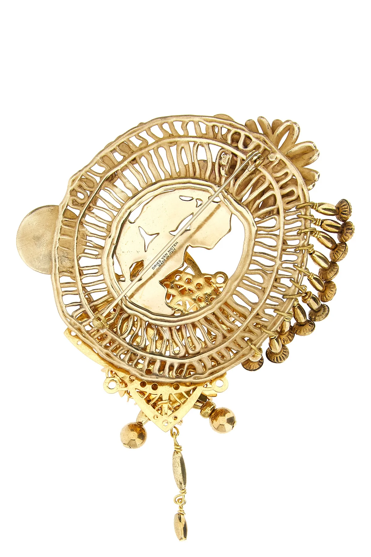DRIES VAN NOTEN OS the dries van noten brooch is distinguished by a complex construction in antique