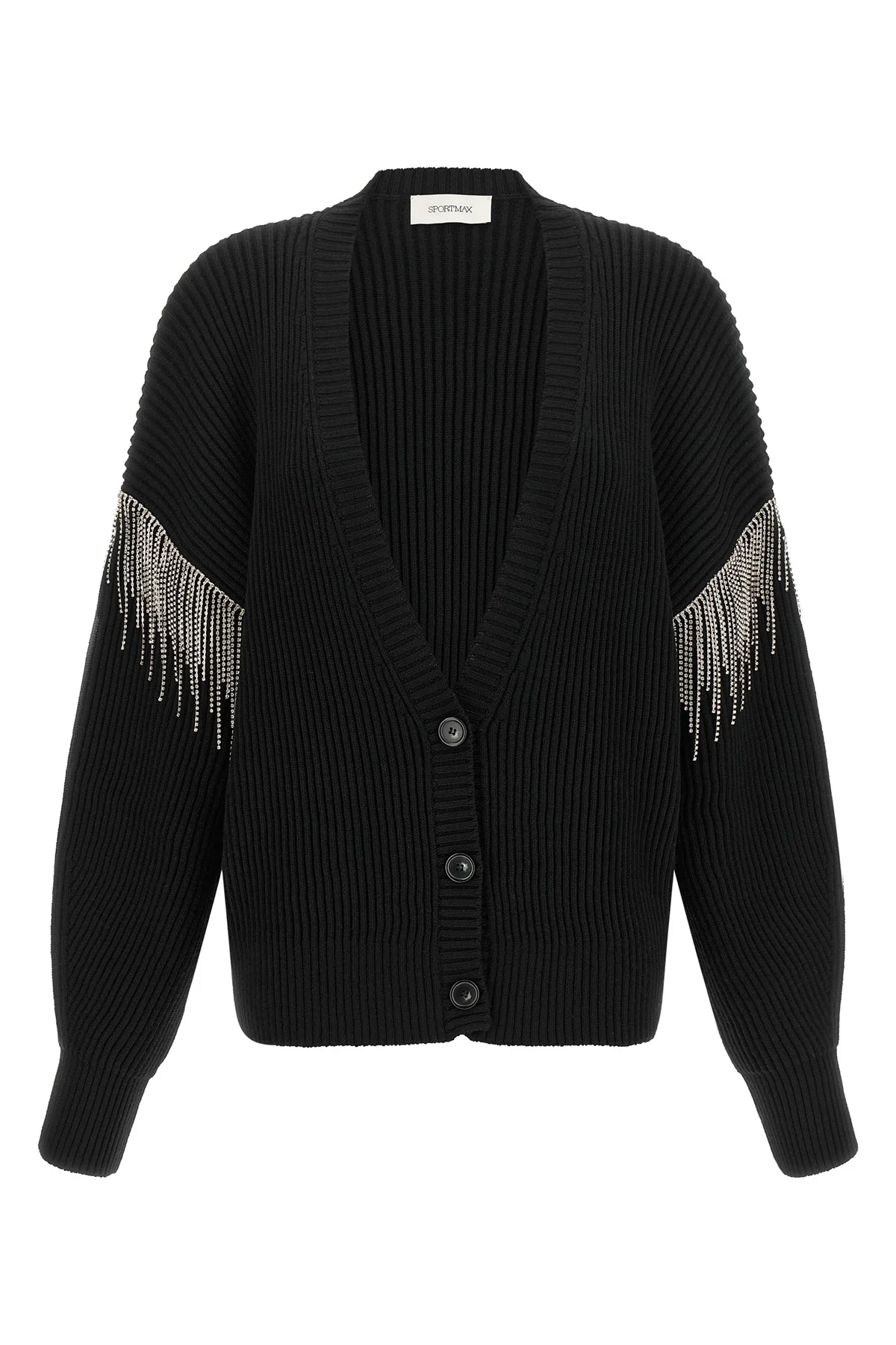 SPORTMAX S the sportmax spxpagine cardigan in pure virgin wool is distinguished by a modu