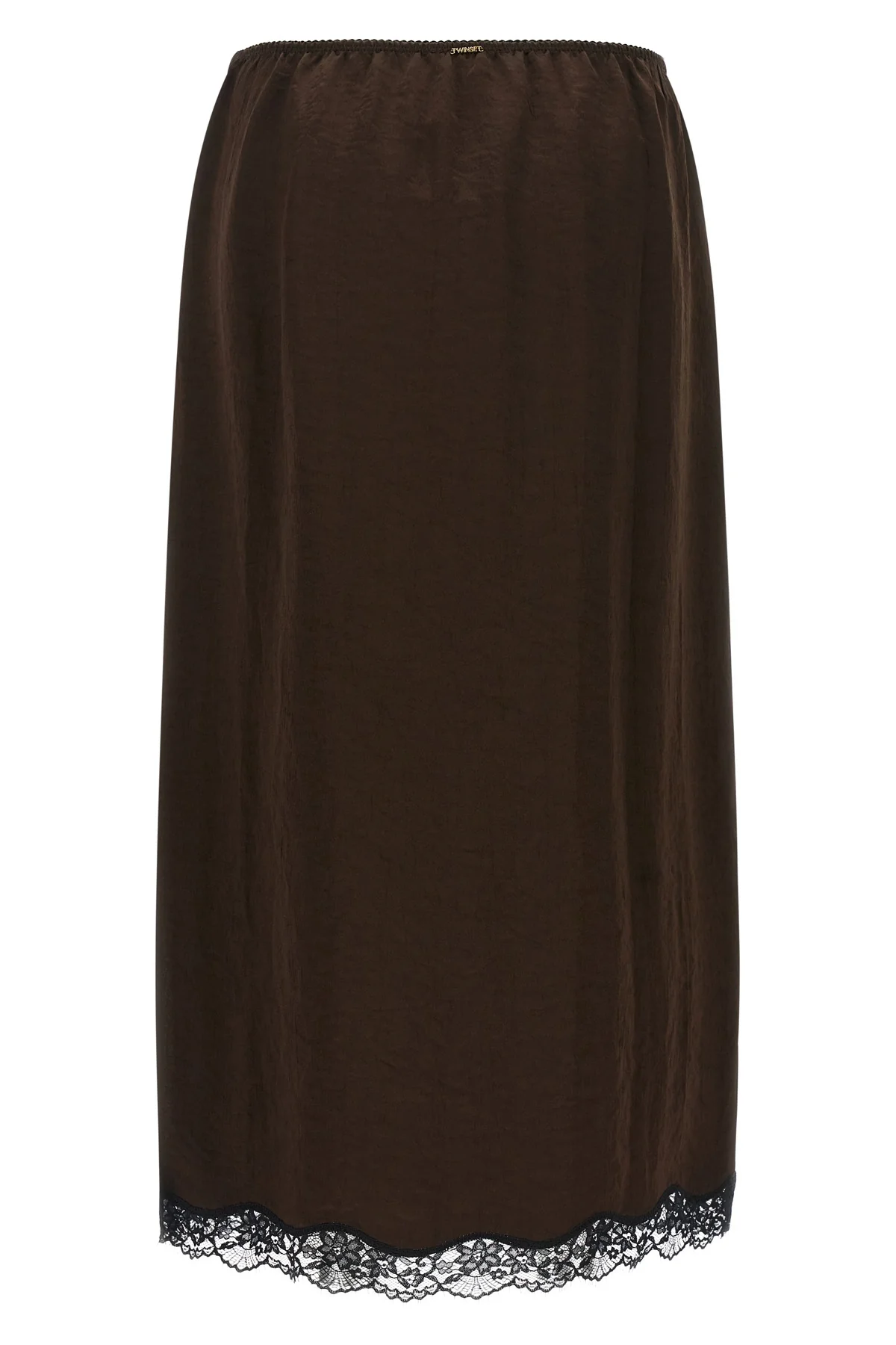 the twinset longuette skirt stands out for its fluid silhouette and essential ae