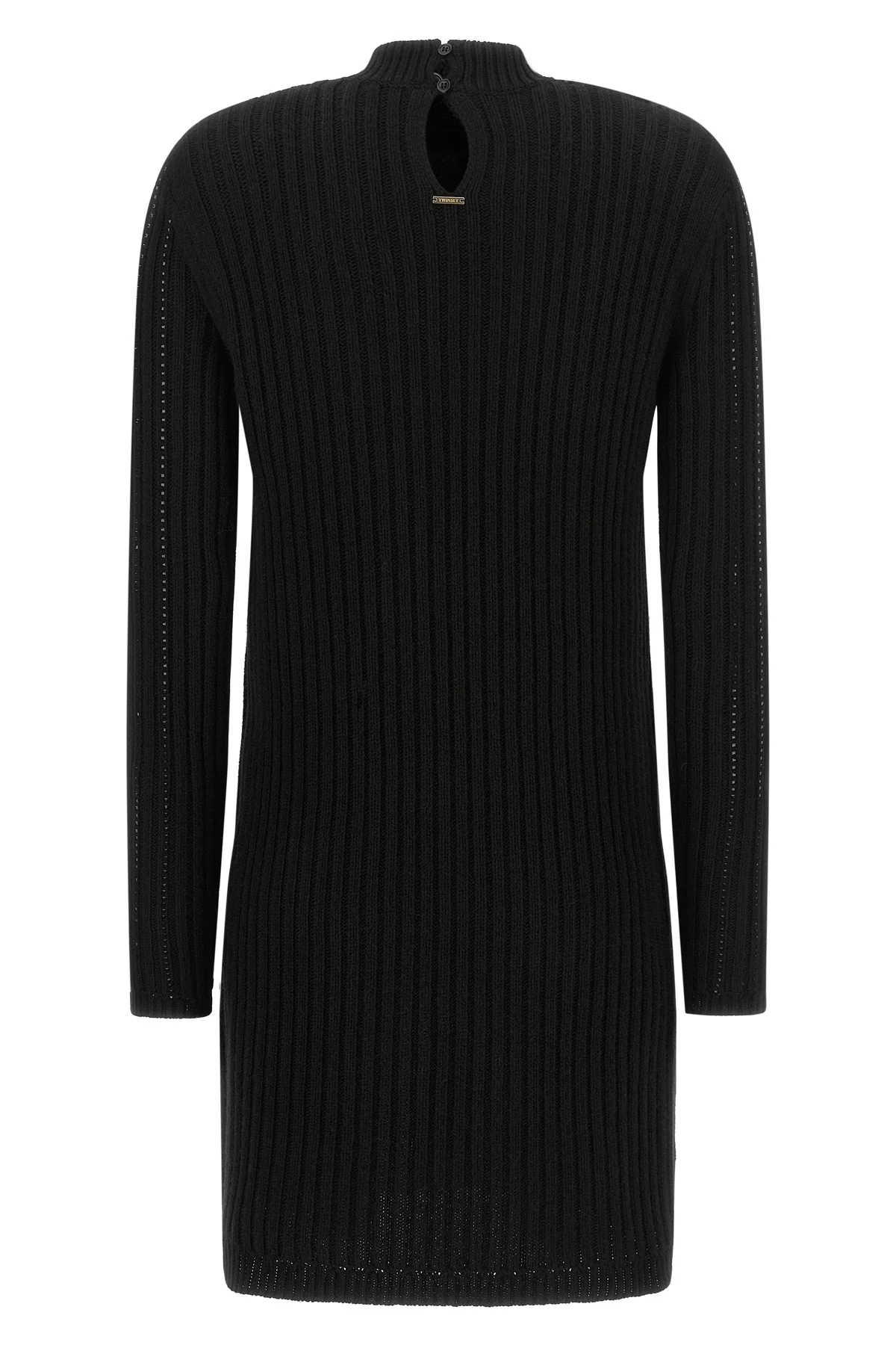 TWIN SET L the black twinset ribbed knit mini dress redefines everyday elegance through an