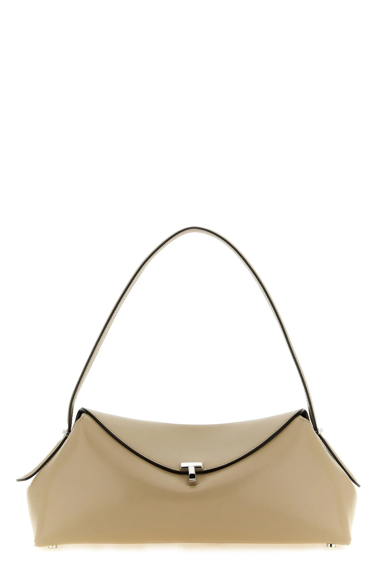 TOTEME OS the toteme t-lock leather shoulder bag features an elongated and softly structur