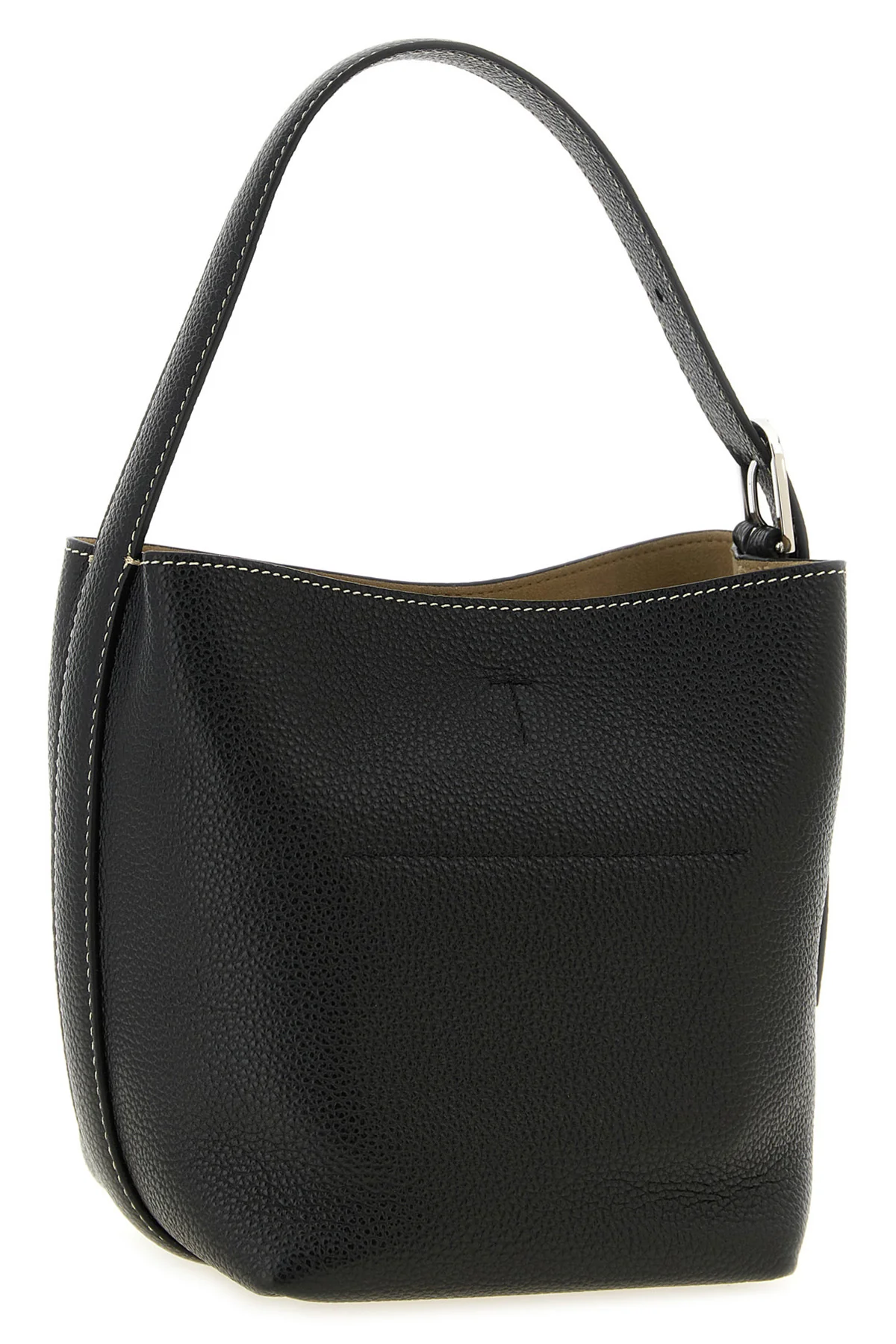 TOTEME OS the toteme small belted tote handbag in black hammered leather stands out for it