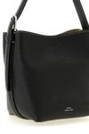 the toteme small belted tote handbag in black hammered leather stands out for it
