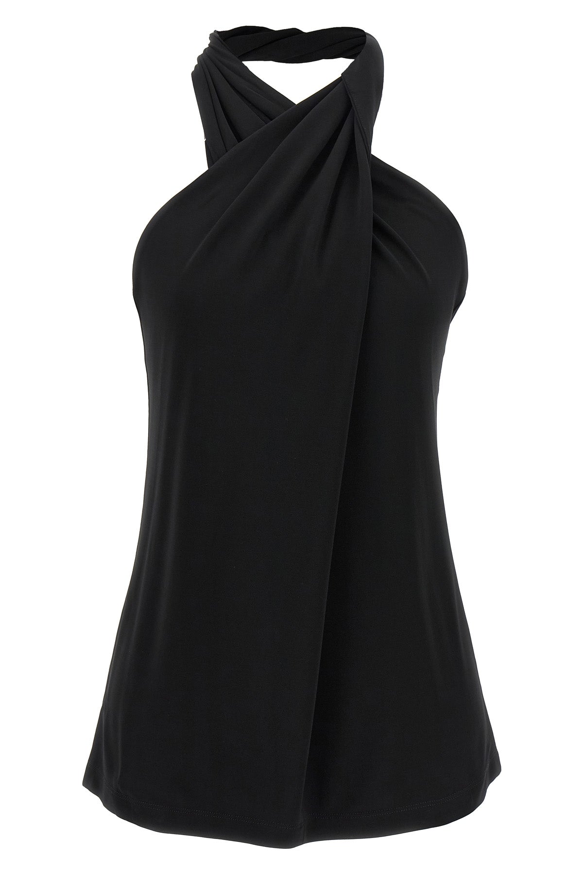 TOTEME M twistato hatler top in compact knit jersey