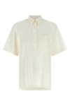 fluid polo shirt in wool and viscose blend