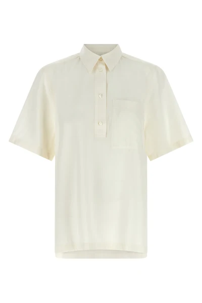fluid polo shirt in wool and viscose blend