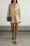 toteme shirt in medium-weight silk twill embroidered