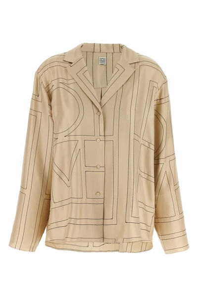 toteme shirt in medium-weight silk twill embroidered
