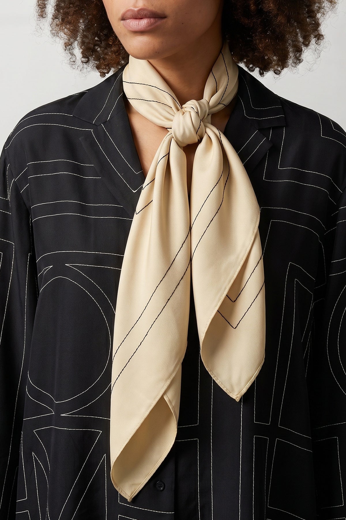TOTEME OS monogram embroidered silk scarf
