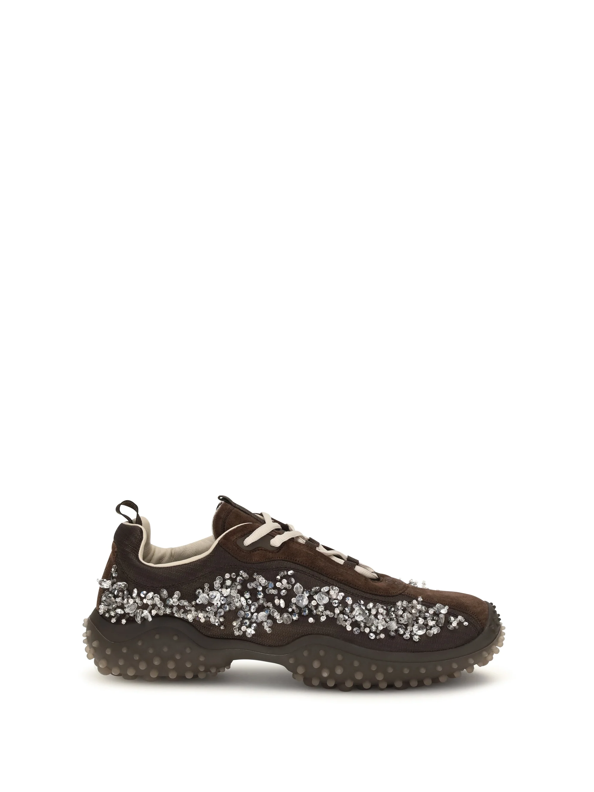 MIU MIU 39 suede and technical fabric sneakers with crystals