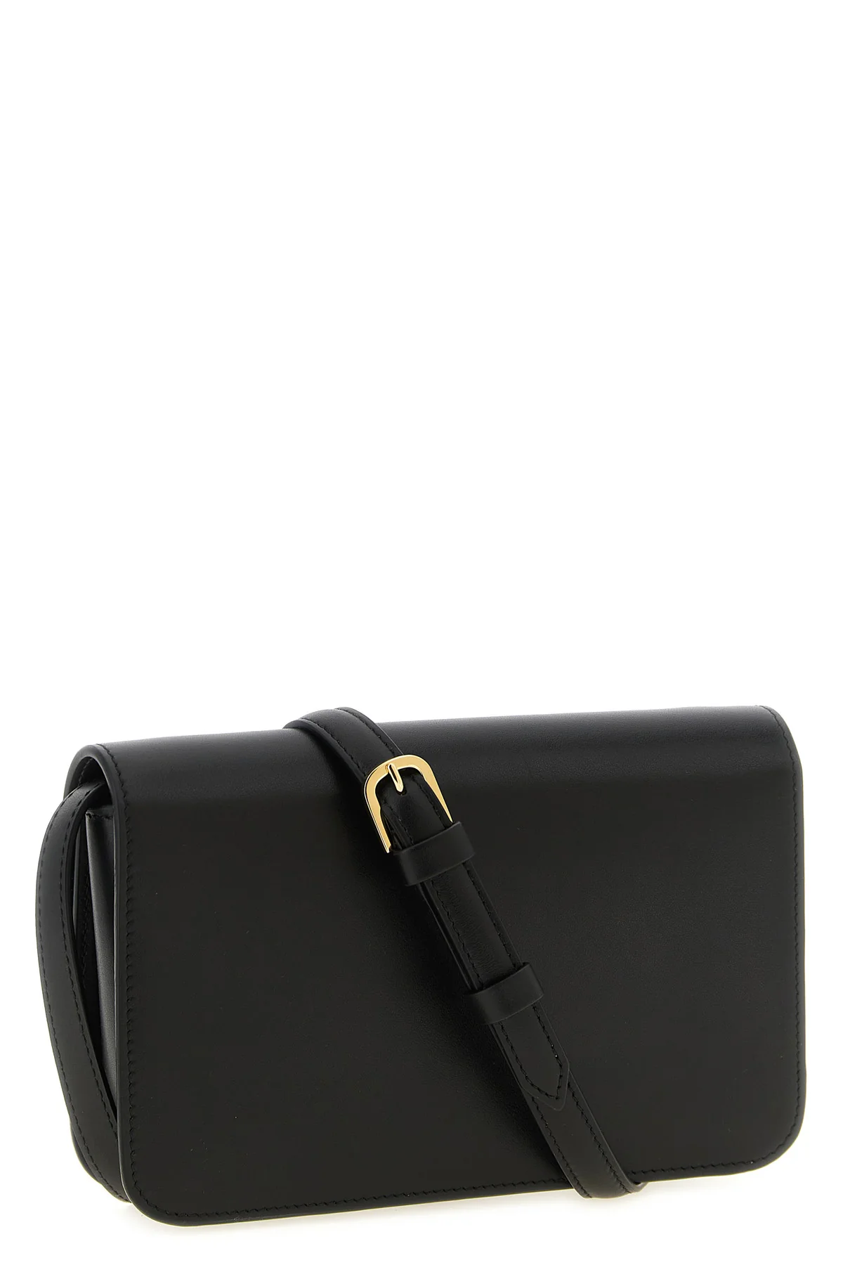 the toteme t-lock leather crossbody bag stands out for a structured construction