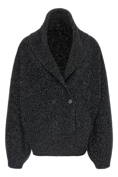 the toteme cardigan redefines the volumes of knitwear through a sculptural and e