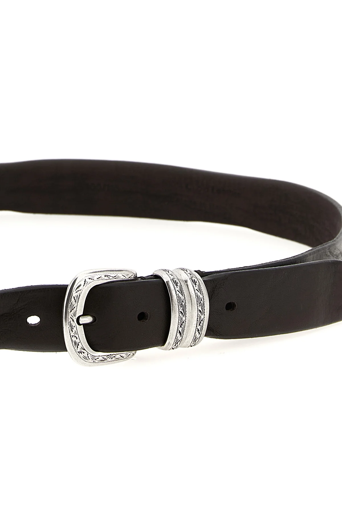 the zerbini claudio trittico belt in dark brown aged leather