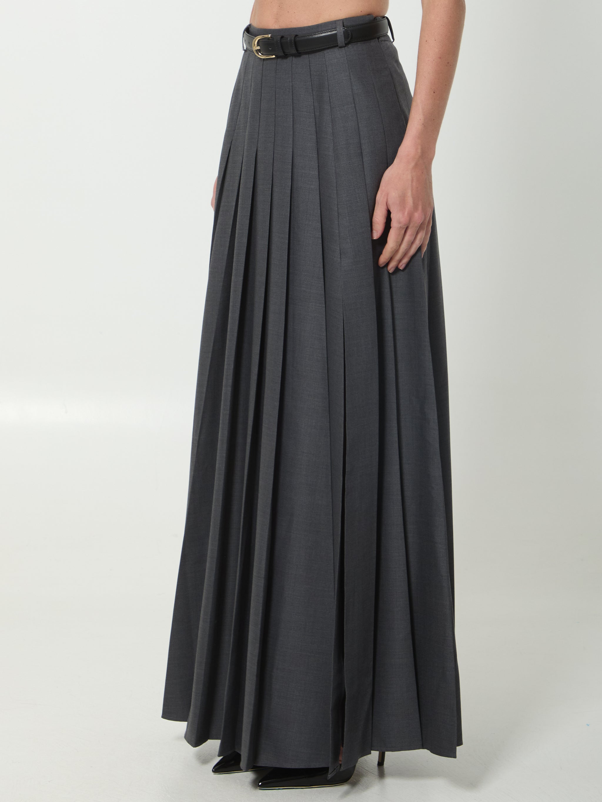 pleated maxi dress