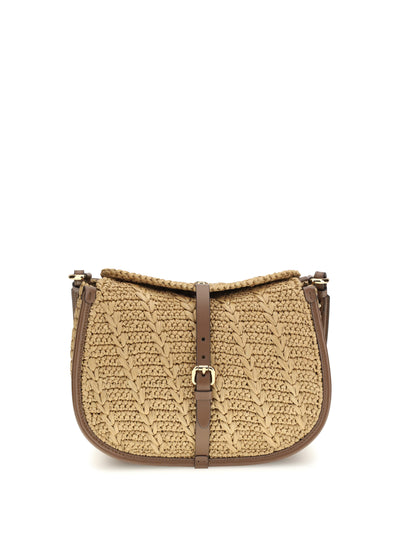 raffia crochet pony shoulder bag