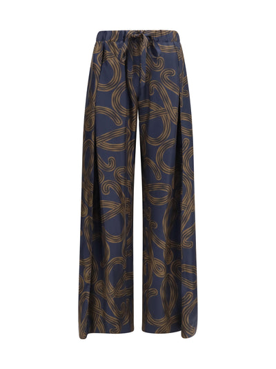 lightweight printed silk twill pants