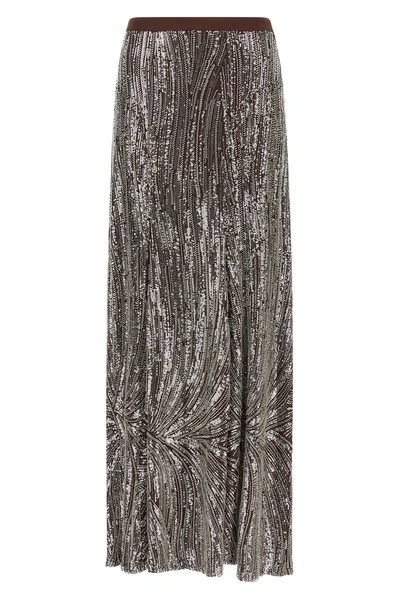 the rabanne long skirt stands out for its sartorial construction that combines f