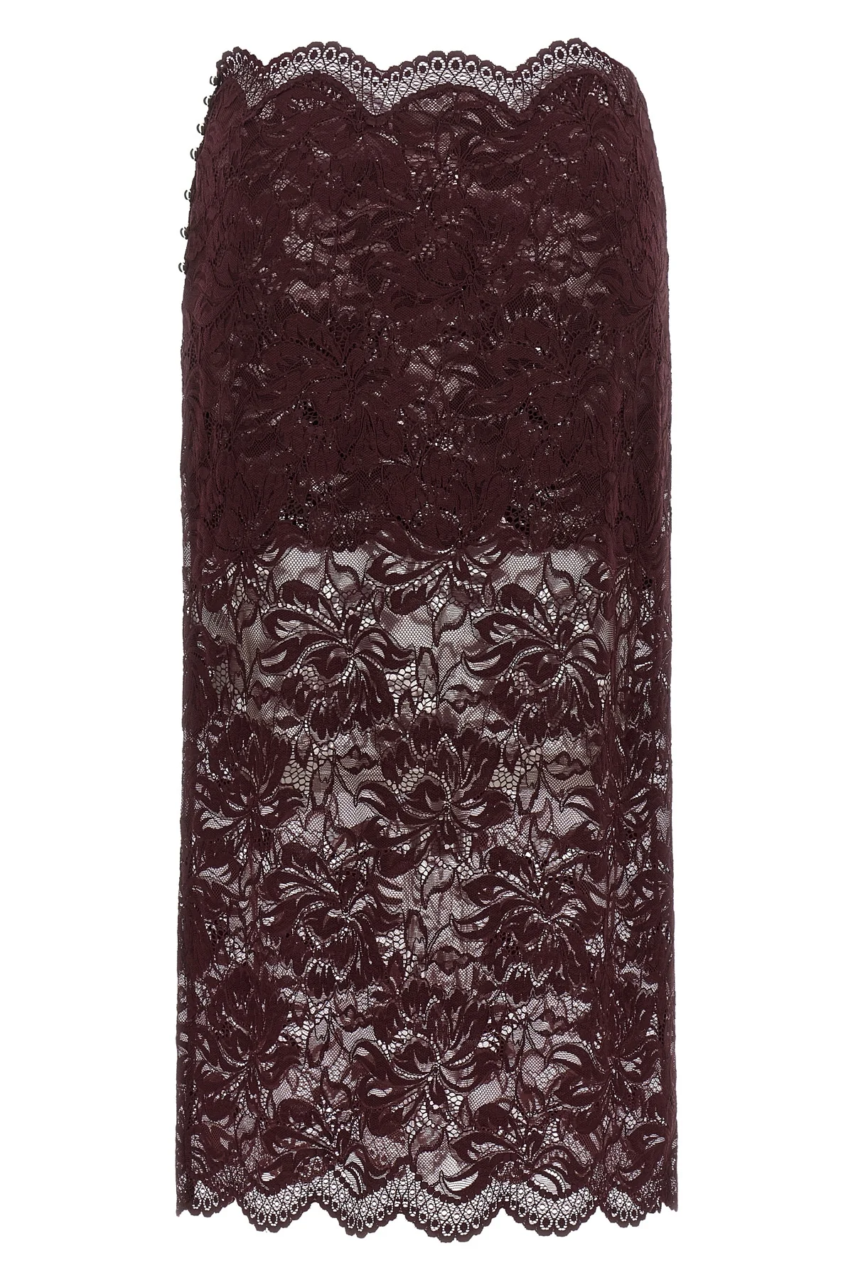 RABANNE 36 the rabanne midi skirt defines a pencil silhouette through a complex burgundy fl