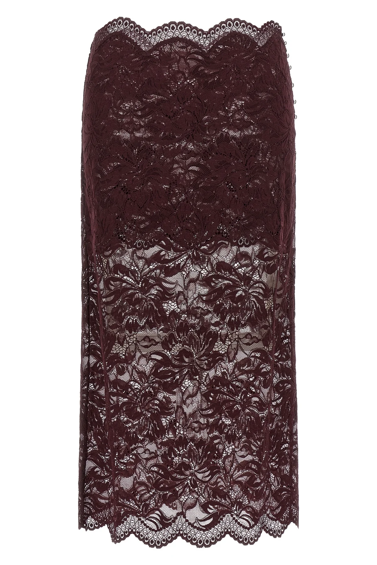 RABANNE 36 the rabanne midi skirt defines a pencil silhouette through a complex burgundy fl