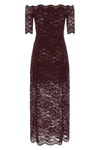semi-transparent two-layer lace midi dress