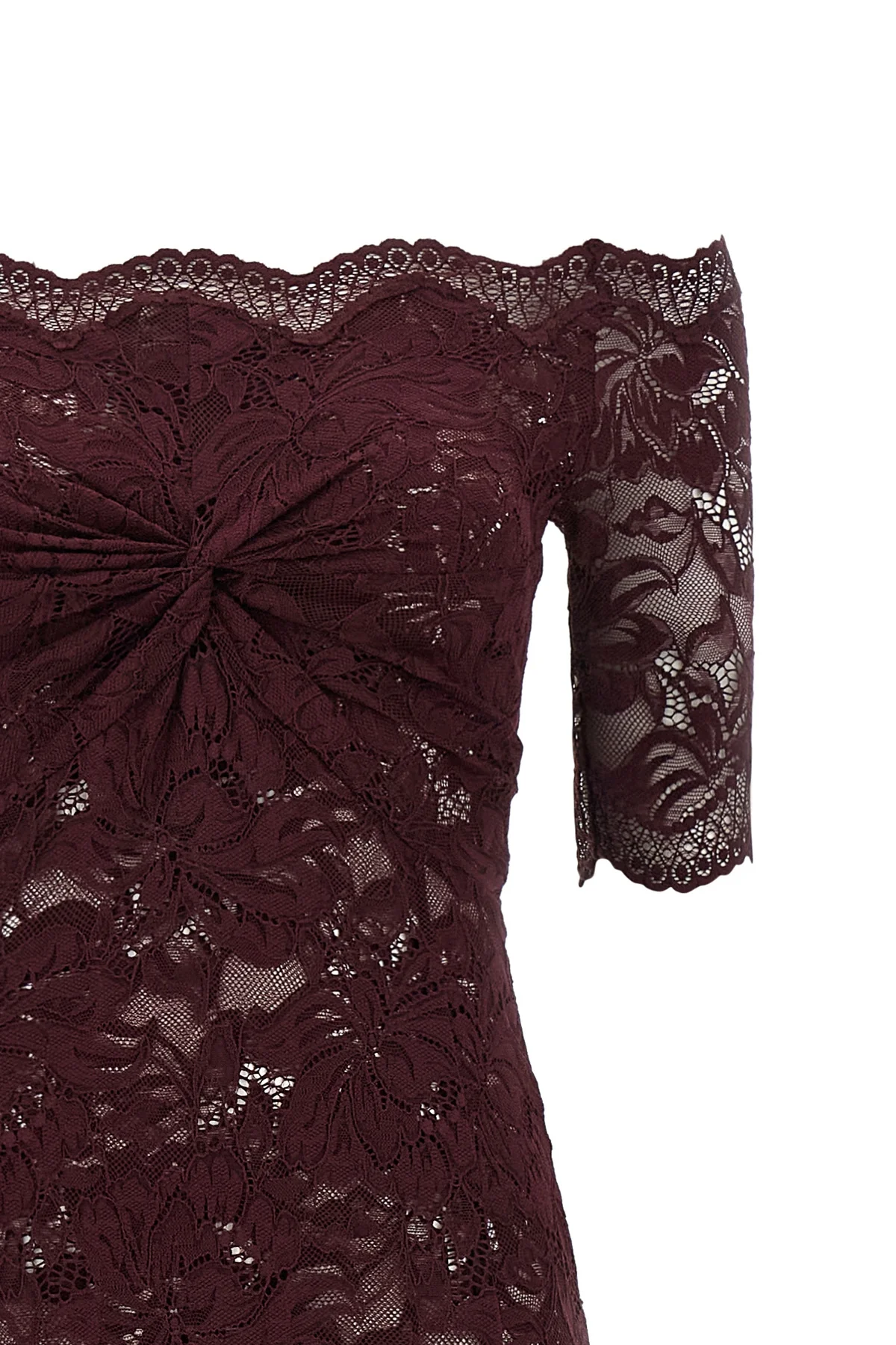 semi-transparent two-layer lace midi dress