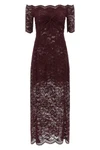 semi-transparent two-layer lace midi dress