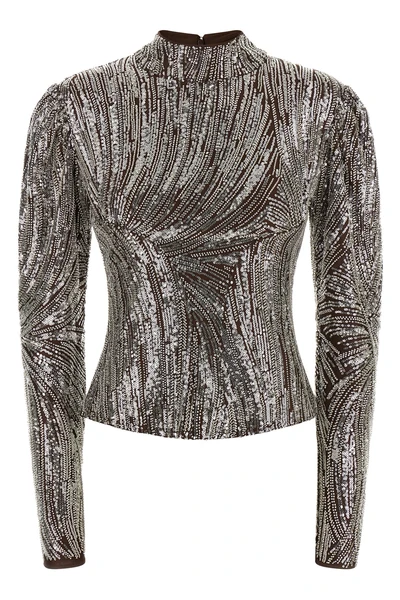 the rabanne long-sleeved top defines contemporary eveningwear through meticulous
