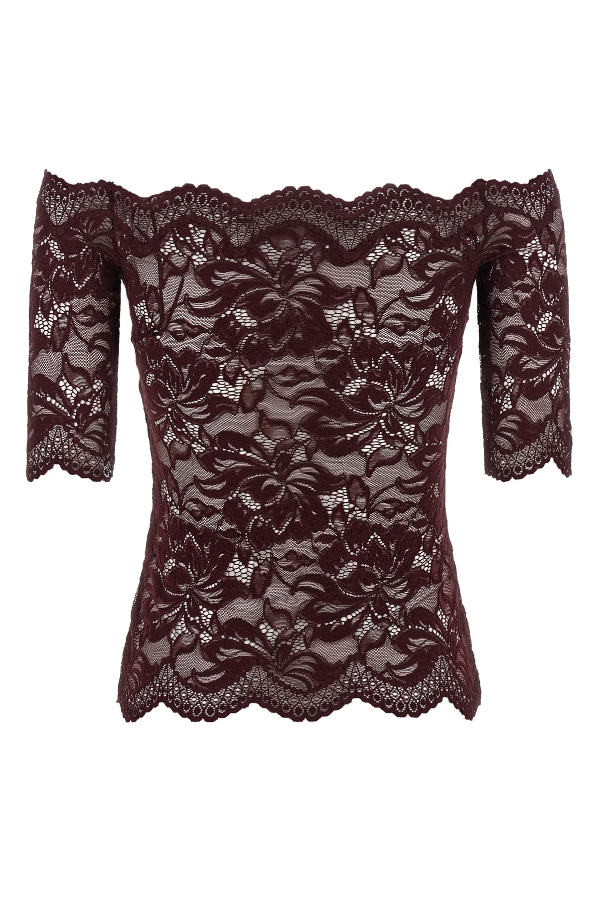 semi-transparent double-layer lace top