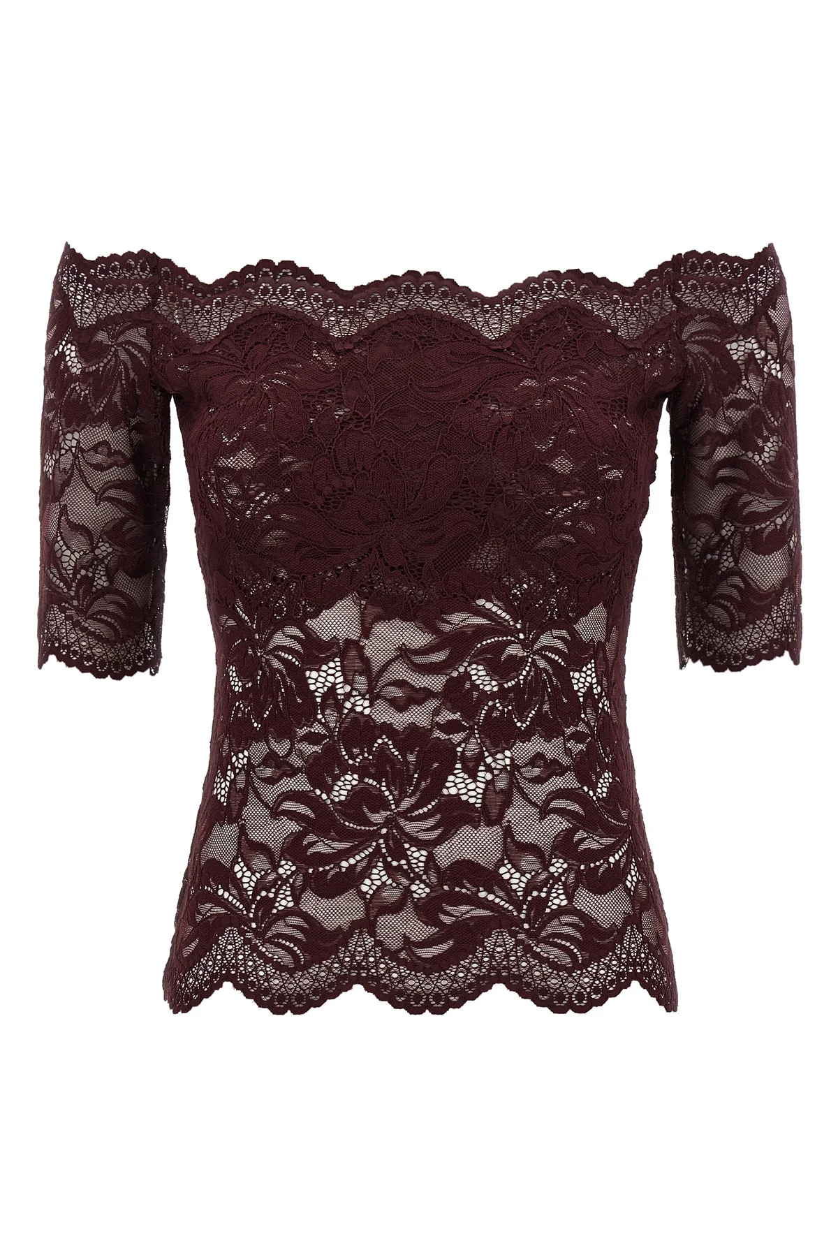 semi-transparent double-layer lace top