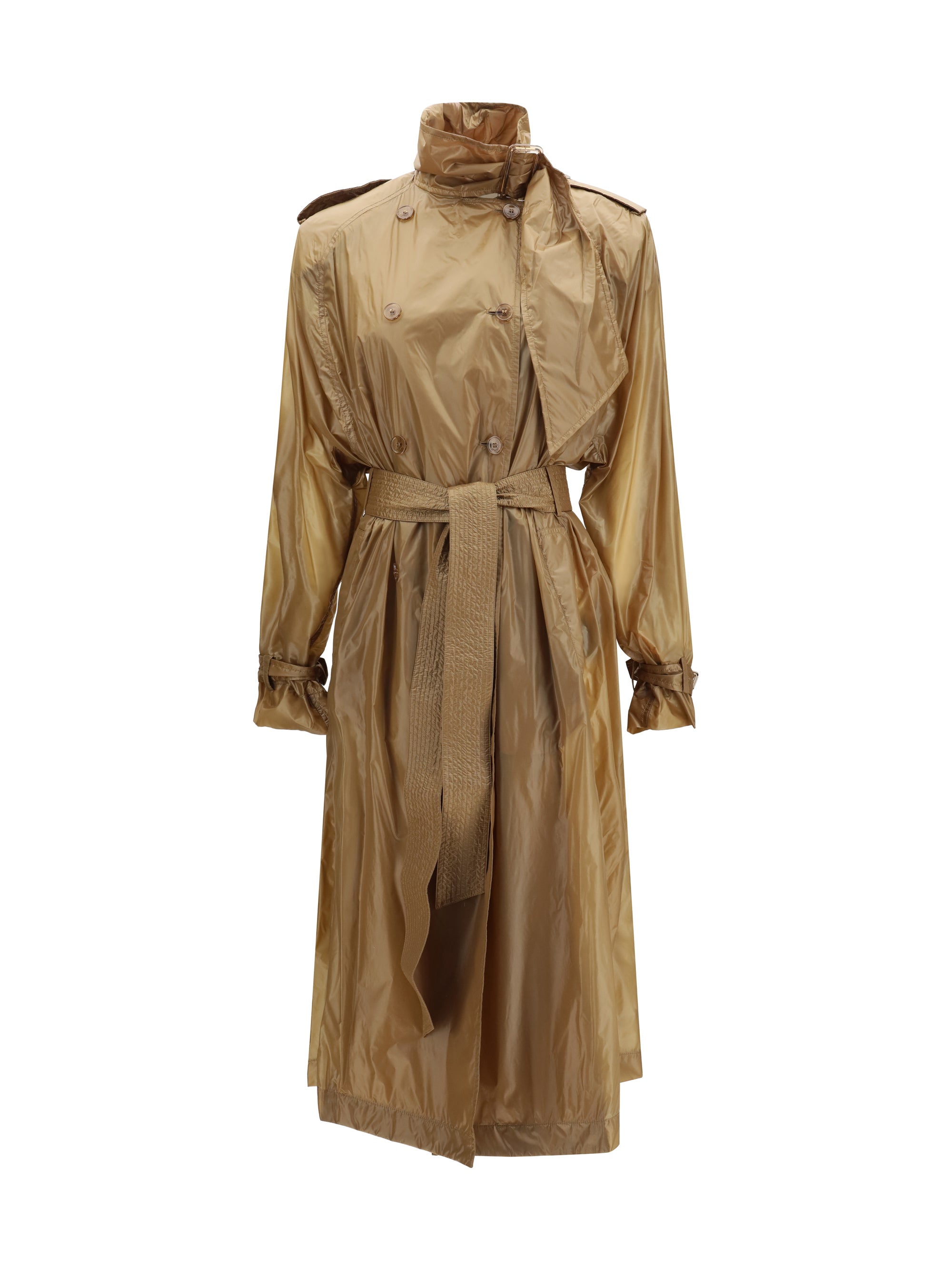 SAINT LAURENT 40 translucent technical fabric trench with lavallière collar